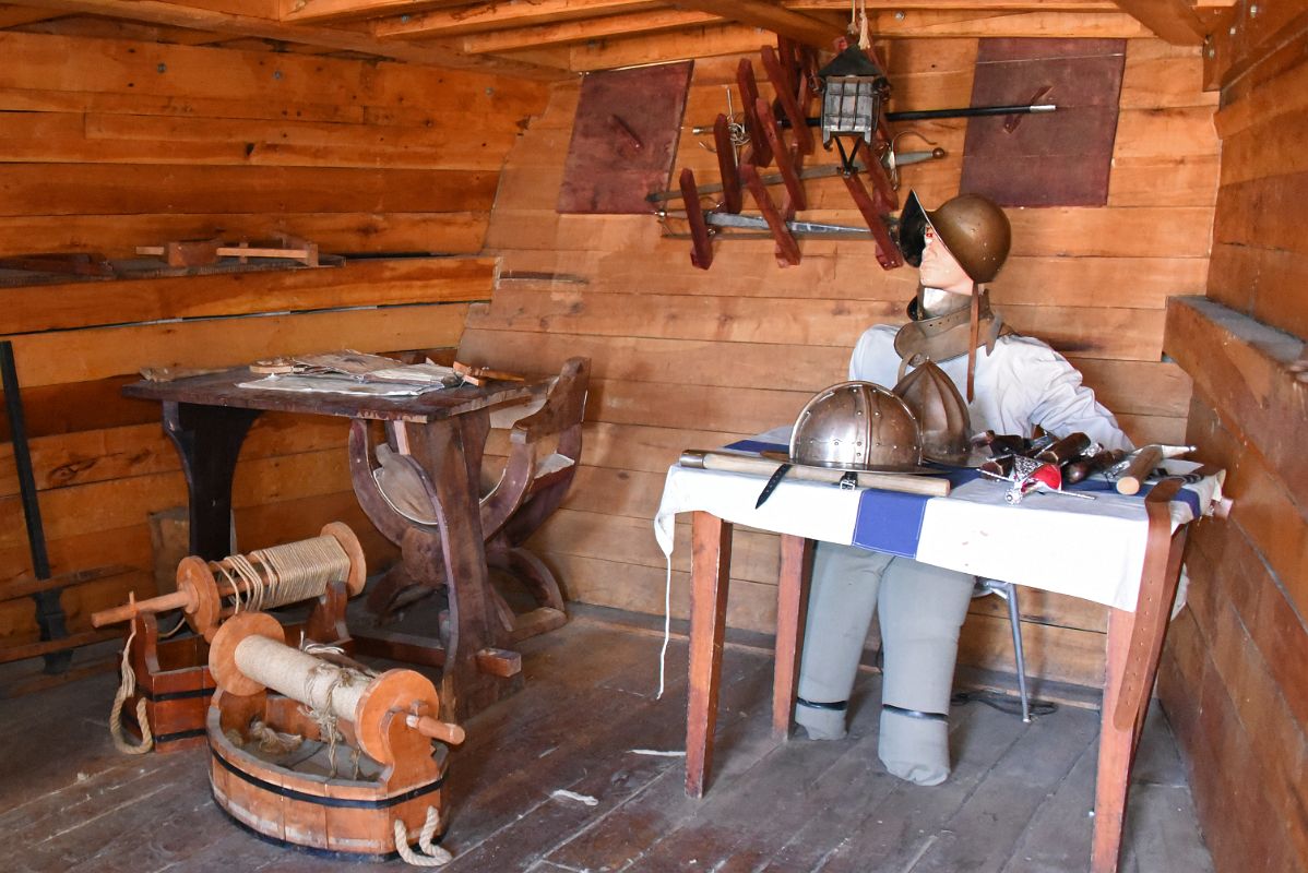 17C Display Of A Conquistador With Fighting Equipment On Nao Victoria Replica Commanded By Ferdinand Magellan Near Punta Arenas Chile